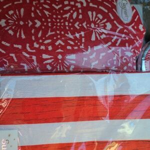 Festive Red and White Holiday Napkins and Plates.